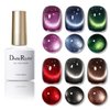Double Rhythm Cat Eye Gel Nail Polish Set of 6 Colors Shimmer Glitter with Magnet 9D Holographic Reflective Magnetic Nail Polish Kit (Red Black Brown Purple Blue Green-Kit 26)