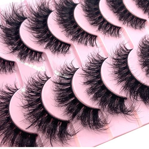 HBZGTLAD New 10 Pairs 3D Mink Lashes False Eyelashes Handmade Wispy Fluffy Long Lashes Natural Ey...