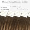 Hyssiet Tape in Hair Extensions Human Hair, 20pcs 50g 20 Inch Tape in Hair Extensions,Balayage Chocolate Brown To Caramel Blonde,Invisible Remy Silky Straight Natural Thick Real Human Hair Extensions