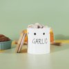 Ceramic Garlic Keeper with Wood Lid, Garlic Container for Counter Easy to Clean,Garlic Saver to Keep Your Garlic Cloves Fresh Longer,Farmhouse Garlic Holder Storage Container, 4.5-inch (White)