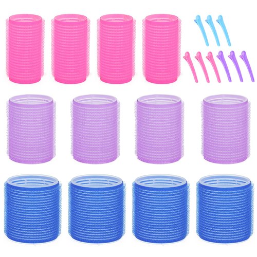 Hair Rollers for Blowout Look Long Hair, 21 PCS Self Grip Hair Rollers for Long Medium Short Hair Styling Curling Tools DIY Hair Curlers to Sleep In