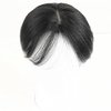 Real Human Hair Bangs Light Thin Clip in Hair Extensions for Women and Men 6 inches Middle Part Straight Hairpieces Topper (Black)