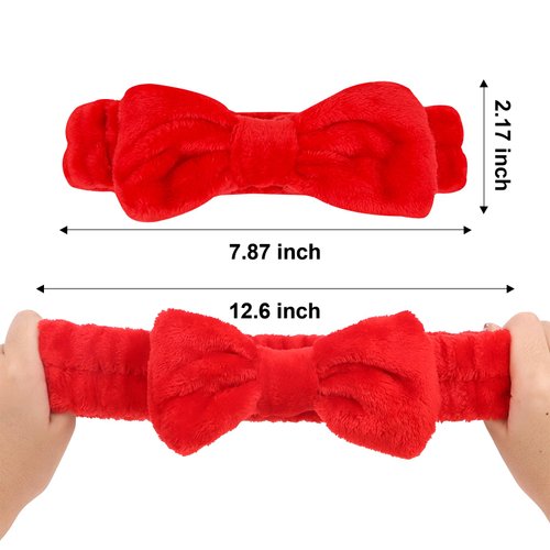 Jaciya Spa Makeup Headband Skincare Headband for Washing Face Spa Gifts for Women 8 Packs Bachelorette Party Favors Wedding Hair Accessories(Red)