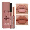 MIELIKKI 2Pcs Matte Liquid Lipstick and Lip Liner Set, One Step Lips Makeup Kit, Non-Stick Cup Lip Gloss + Lip Liner Pen, High Pigmented, Waterproof, Long-Lasting, #11