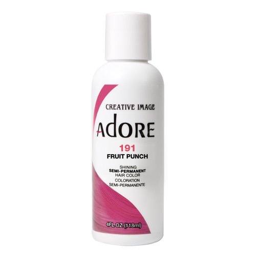 Adore Semi Permanent Hair Color - Vegan and Cruelty-Free Pink Hair Dye - 4 Fl Oz - 191 Fruit Punch (Pack of 1)