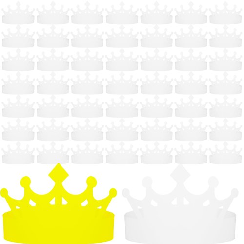 Jetec 100 Pcs White Paper Crowns Kids DIY Birthday Crowns for Classroom Birthday Party Hats Decorations Baby Shower Supplies (Novel)
