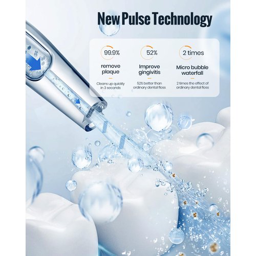 Water Flosser, Mornwell Water Flossers for Teeth - 330ML Tank USB Rechargeable Dental Flosser, IPX7 Waterproof 3 Modes & 4 Jet Tips Portable Dental Oral Irrigator,Professional Water Flosser