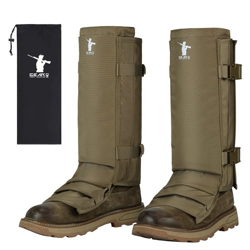 GearOZ Snake Gaiters Snake Chaps, Waterproof Lower Legs Snake Guards, Snake Bite Protective Gaiters, Anti-Snake Boots for Men/Women, Adjustable Size for Hunting/Hiking/Farm Working, Khaki