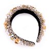 GLBCC Crystal Padded Headband for Women Handmade Pink Acrylic Beaded Headband Boho Small Flower Embellished Hair Band Black Velvet Hair Hoop (pink headband)