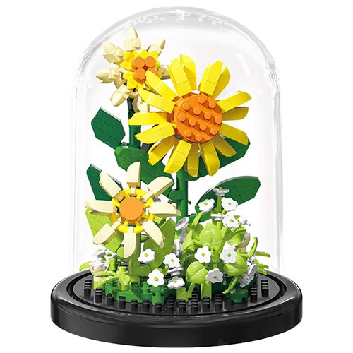 DIY Flower Bouquet Building Set with Miniature Blocks, Artificial Flowers, and Dustproof Cover for Adults and Kids - Valentine's Day, Mother's Day, Birthday,Product Age: 3+(B 310 Pcs)