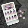 24 Pcs Halloween Pink Almond Short Press on Nails - SHANRUN Black Spider Web French Fake Nails Press ons Nail Art Tips Glue on Nails Full Cover Acrylic Stick False Nails with Ombre Purple Design Women