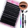 SZYZKJ Eyelash Extension kit Lash Cluster 3D Effect Thick Volume Eyelash Extensions Kit 144pcs D Curl Lashes Cluster Kit 12-18mm Mix Individual Lashes Cluster Kit Eyelash Cluster Lash Extension Kit