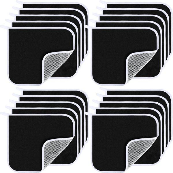 Preboun 30 Pcs Exfoliating Washcloths Soft Weave Wash Cloths for Face and Body Dual Sided Exfoliating Body Towels Shower Scrubber Wash Cloth for Women and Man (Black)