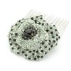 Medium Decorative Hair Comb Rhinestone Crystal Rose Bridal Hair Comb, Green