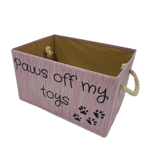Storage Bin for Dog Toys | Medium size dog toy storage | Dog Toy Organizer for Chew Toys, Balls, and More | Toy Storage Bins for Dogs | Permanent Ink printed lettering (Candy Pink)