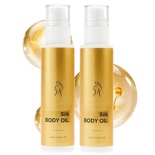 Renhe ingenuity Silk Body Essence Oil, Silk Body Oil, Silk Essential Oil, Anti-Wrinkle Silk Body Oil, Dry Skin Firming Extract Body Oil (2pcs)