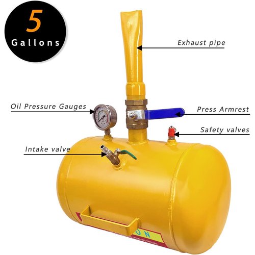 PRIJESSE 5 Gallon Air Tire Bead Seater, 145 PSI Blaster Tool Seating Inflator with Pressure Gauge & Handle Wheel Seating Tool Inflator Tank for Truck ATV Car