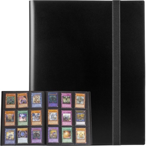 GEAoffice Trading Card Binder, 9 Pockets Card Album Folder, 360 Side Loading Pocket Binder for Sports&Game Cards, MTG and Other TCG, BLACK