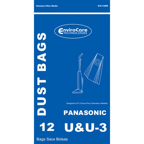 EnviroCare Replacement Vacuum Cleaner Dust Bags made to fit Panasonic Type U / U3 Uprights. 12 Pack