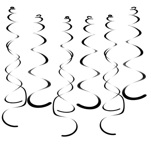 Party Swirl Decorations Black Shinny Foil Hanging Swirl Decorations Plastic Streamer for Ceiling Plastic Streamer for Party Decorations Metallic Hanging Swirl Pack of 30