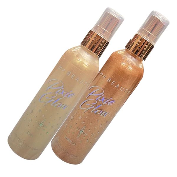 Xime Beauty 2 Set of Pixie Glow On Shade Diva Body Glow Glitter & Zipper Bag, beige
