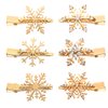 Christmas Snowflake Hair Clips Clear Crystal Rhinestone Snowflake Hair Barrettes Sparkly Winter Xmas Hairpins Metal Headpiece Hair Accessories for Women Girls (gold)