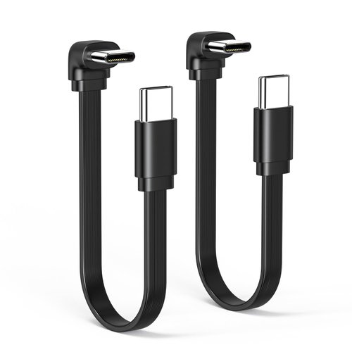 JUXINICE 2Pack 90 Degree USB2.0 Type-C Male to Malet Cable Flat Shot 20inch/50cm Soft and Pliable RightAngle USB Type-c Cable Supports Charging,Data for Car&Tablet & Mobile Phone or USB-C Devices