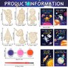 36Pcs Space Party Favors Space Cards with Art Supplies Outer Space Wood Painting Craft Kits for Astronaut Planet Thank You for Coming Gifts for Kids Boys Girls Solar System Birthday Gifts Bulk Decor