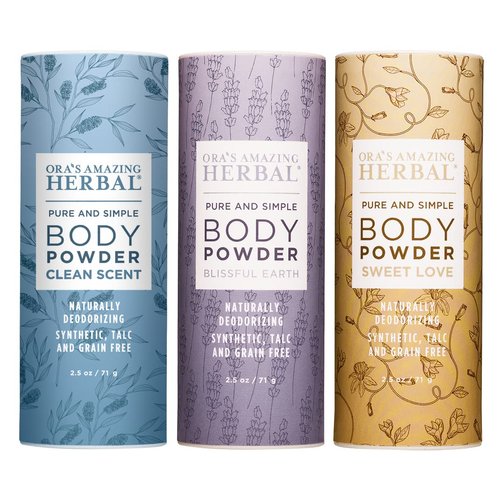 Body Powder for Women and Men, Natural Gift for Women, Talc Free Scented Dusting Powders, Ora's Amazing Herbal, Variety Set 3 Pak, 2.5 oz Each