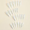 24 Pcs Stiletto Press on Nails Halloween Fake Nails White Long Nails Silver Flame Designs False Nails Glossy Full Cover Stick on Nails for Women and Girls Halloween Nails