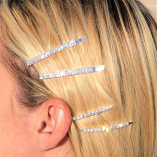 Silver Rhinestone Hair Pins，WHITEBRIDGE 12pcs Crystal Bobby Pins for Women Girls