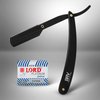 BRV MEN Professional GERMAN Steel Straight Edge Barber Razor w/ 100 Lord Platinum Single Edge Razor Blades | Straight Razors for Men | Barbershop Accessories | Mens Shaving Knife & Shavette - Black