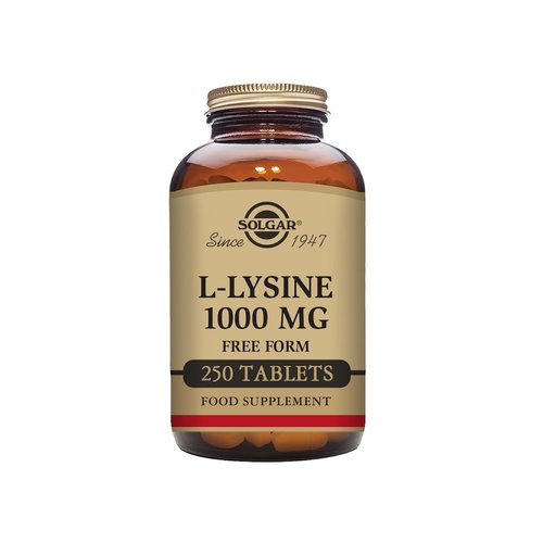 Solgar L-Lysine 1000 mg, 250 Tablets - Enhanced Absorption and Assimilation - Promotes Integrity of Skin and Lips - Collagen Support - Amino Acids - Non-GMO, Vegan, Gluten Free - 250 Servings