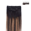 18" Hair Extensions Balayage Clip in Human Hair for Women - Silky Straight Natural Black to Chestnut Brown Highlight Black Ombre Hair 60grams 4pieces #(1BT6) P1B Color
