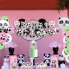 KEFAN Panda Birthday Party Decorations for Girls, Cute Cartoon Panda Birthday Party Supplies including HAPPY BIRTHDAY Banner, Cake Toppers, Table Centerpieces, Candy Bags, Panda Foil Balloons, Panda Print Balloons for Girl's Birthday Party Baby Shower