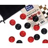 Fun+1 Toys! 26 Red and Black Checkers Pieces Only * 1.125 inch Wooden Checker Pieces for Checkers Board Game with Stackable Ridge in Drawstring Storage Bag