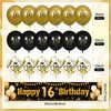 16th Birthday Decorations for Boys Girls Black and Gold Happy Birthday Yard Banner 18PCS 16th Birthday Confetti Balloons for Kids 16 Years Old Anniversary Birthday Party Supplies Outdoor Yard Decor