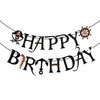 Black Felt Pirate Party Banner Happy Birthday Bunting Supplies Skull Pirate Party Decorations for Adults Kids (5th-50th)