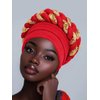 Wosois Hair Turbans African Turban Double Braid Pre-Tied Head Scarf Twisted Stretchy Sequin HeadWrap for Women Fashion