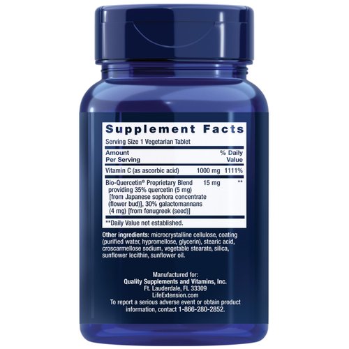 Life Extension Vitamin C and Bio-Quercetin®, cardiovascular health supplement, immune support, highly absorbable, quercetin, vitamin C, gluten free, non-GMO, vegetarian, 60 tablets