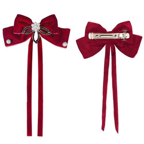 JKQBUX Versailles series Baroque Retro Velvet Ribbon Bow Barrettes Hair Clip Hair Bow Clip Hair Accessories for Women Girl Wedding Party Christmas