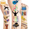 100 PCS Funny Musical Instrument Temporary Tattoos Theme Birthday Party Decorations Supplies Favors Decor Music Guitar Musician Violin Tattoo Stickers Gifts For Kids Boys Girls Class Prizes Carnival
