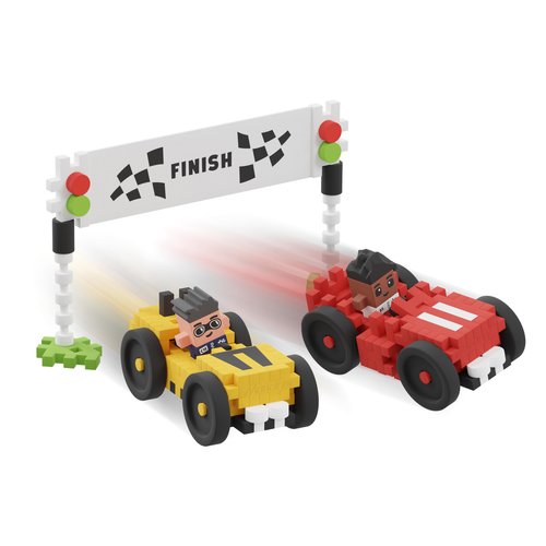 Marioinex Mini Waffle City Race Track Construction Playset Includes 80 Flexible Blocks and 2 Minifigures- Improves Fine Motor Skills- STEM STEAM Building Montessori Toys for Kids 5+
