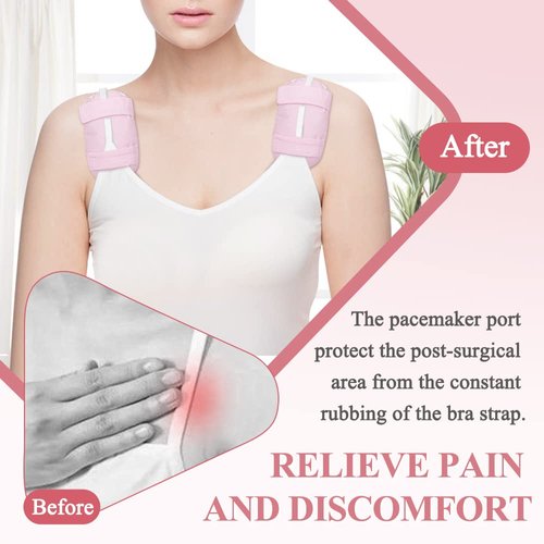 Zelen Pacemaker Incision Protector Post Surgery Bra Strap Pad Chest Cushion to Prevent Wound Rubbing for Heart Surgery Recovery Support Pad for Bra Straps Chest Port Cushion Support 2 Pack