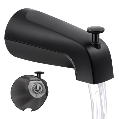 Dreyoo Universal Bathroom Tub Spout Compatible with Westbrass E531D-1F-62, Fits 4 Inch Reach Wall Front Mount Tub Spout with Shower Diverter 1/2'' IPS Inside Thread Bathtub Faucet (Matte Black)