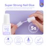 SAVILAND Acrylic Nail Tips with Glue: Half Cover False Nail Tips 10 Sizes for Acrylic Nails Professional French Tips and Acrylic Nail Brush 8/10/14 Fast-Dry Nail Glue & Acrylic Nail Stater Kit Natural