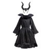 Dressy Daisy Little Girls Dark Evil Fairy Halloween Costume Fancy Party Black Dress Set with Horns Headband Size 7-8, M