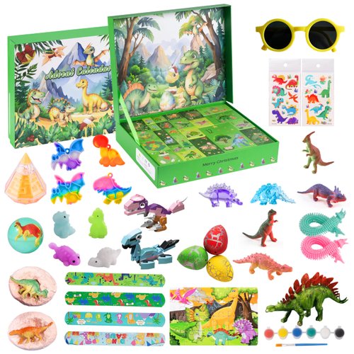 35Pcs Toy Advent Calendar 2024 - Dinosaur Christmas Advent Calendars - 24 Days Xmas Countdown Calendars for Kids Teens 5 6 7 8 9 10 Years Old