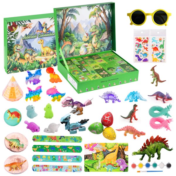 35Pcs Toy Advent Calendar 2024 - Dinosaur Christmas Advent Calendars - 24 Days Xmas Countdown Calendars for Kids Teens 5 6 7 8 9 10 Years Old