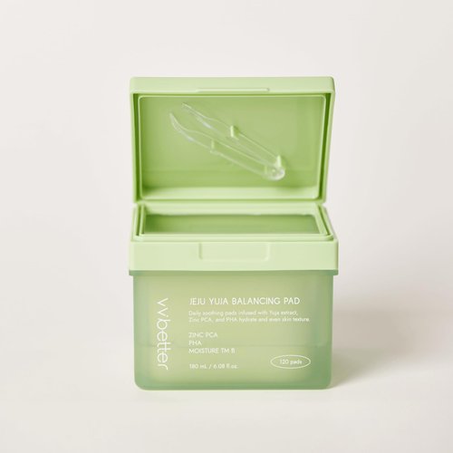 VVBETTER Jeju Yuja Balancing Toner Pads – with Zinc PCA, Exfoliating with PHA, Soothing, for Acne Prone & Skin – Vegan Micro-Hole Pads (120pads)